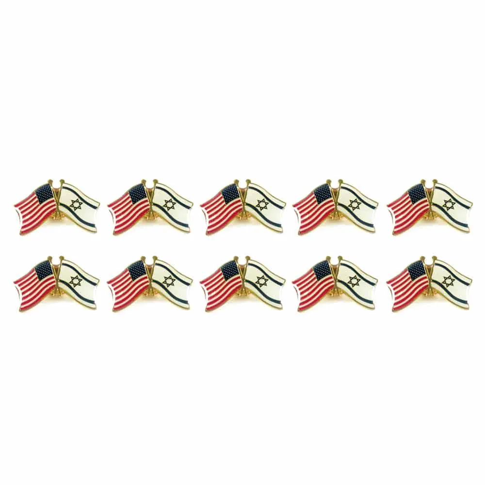 10 Israel USA Crossed Friendship Flag Lapel Pin Support Patriotic Enamel Badge