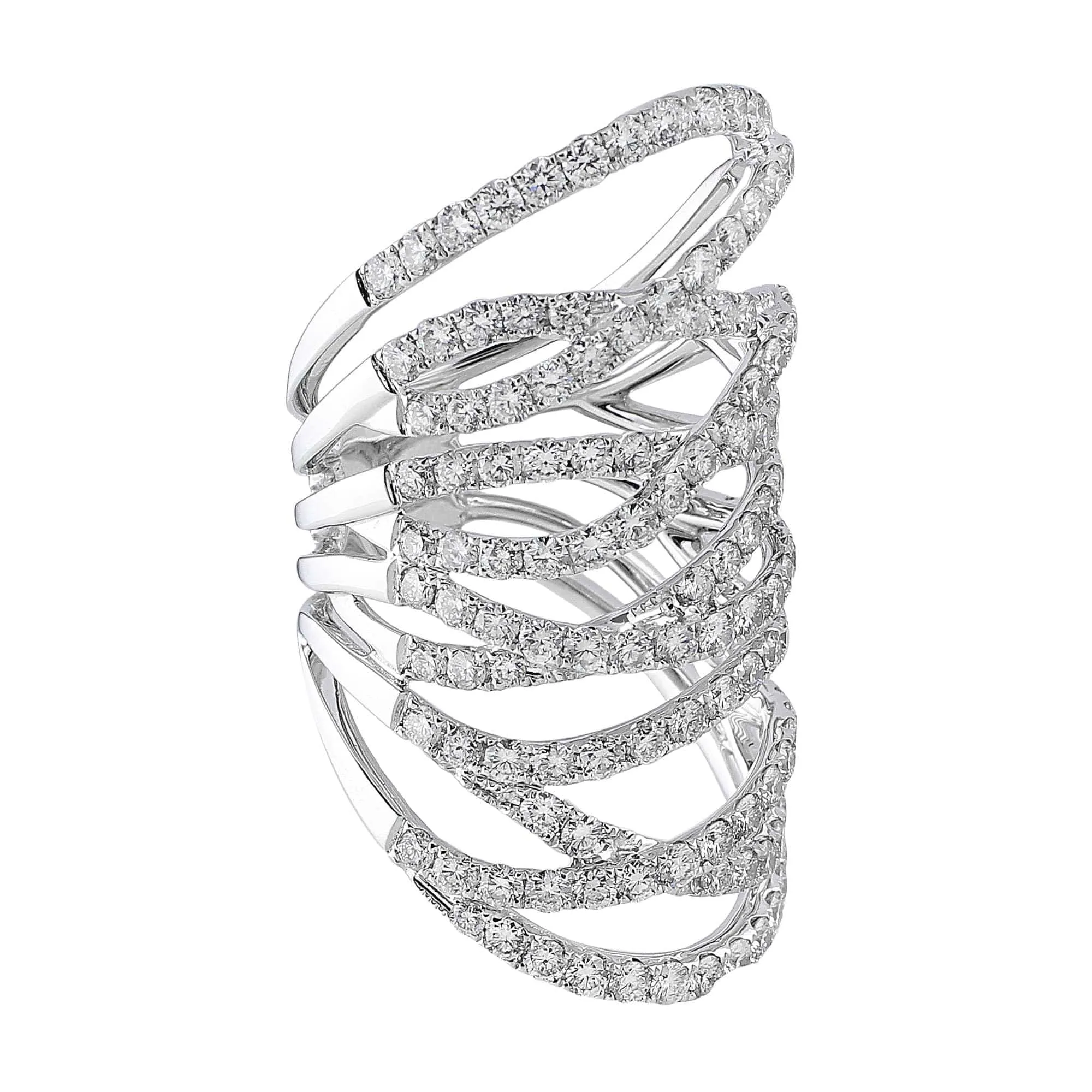 18k White Gold 4.03ctw Diamond Wide Lace Ring