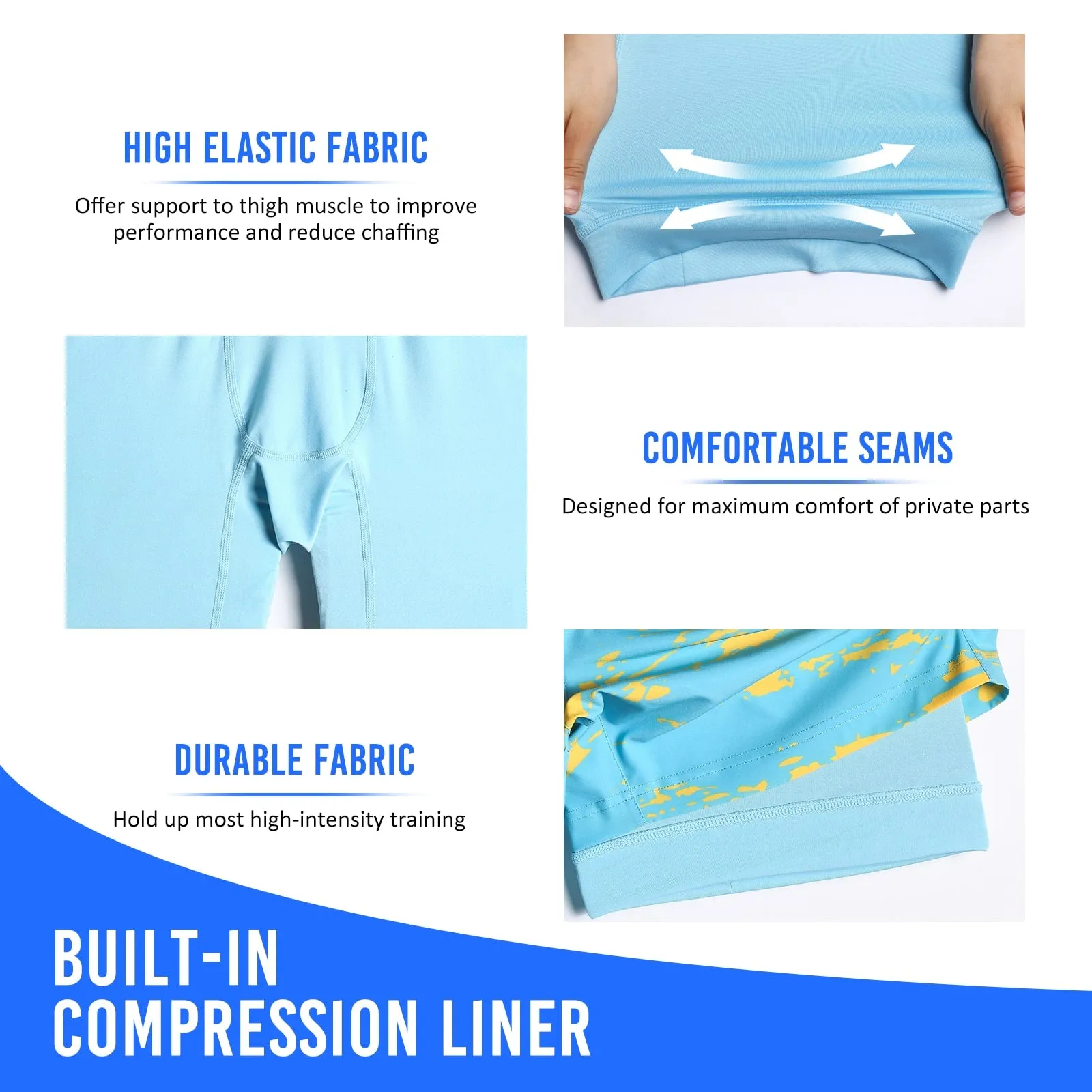 2 in 1 Stretch Long Lined Sea Sunset Gym Shorts
