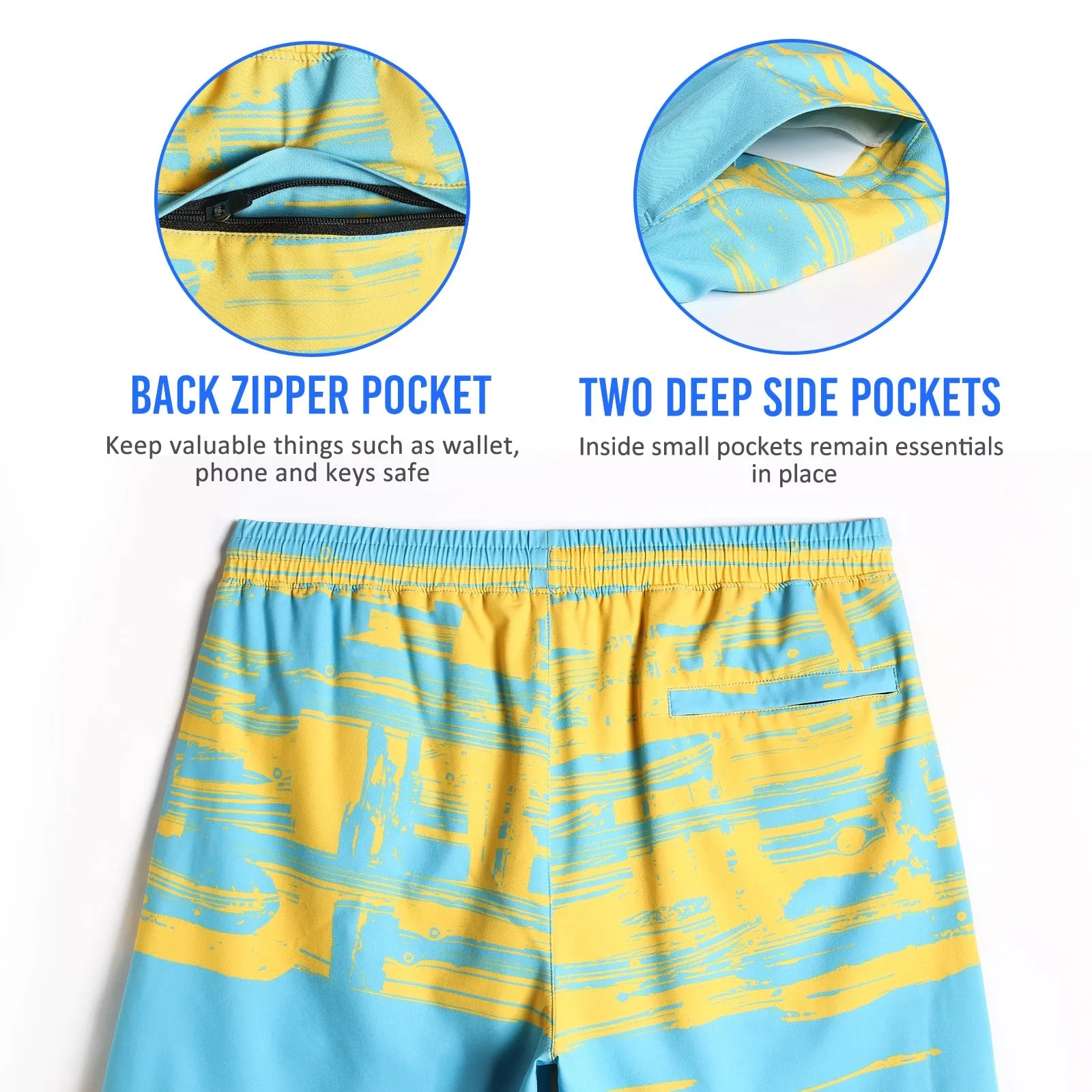 2 in 1 Stretch Long Lined Sea Sunset Gym Shorts