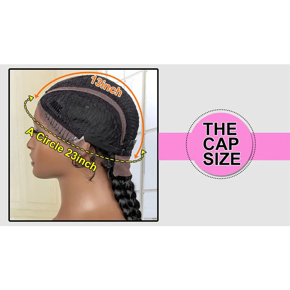 26 Inches Short Braids Lace Frontal Wig Synthetic 4 Braid Wig with Baby Hair