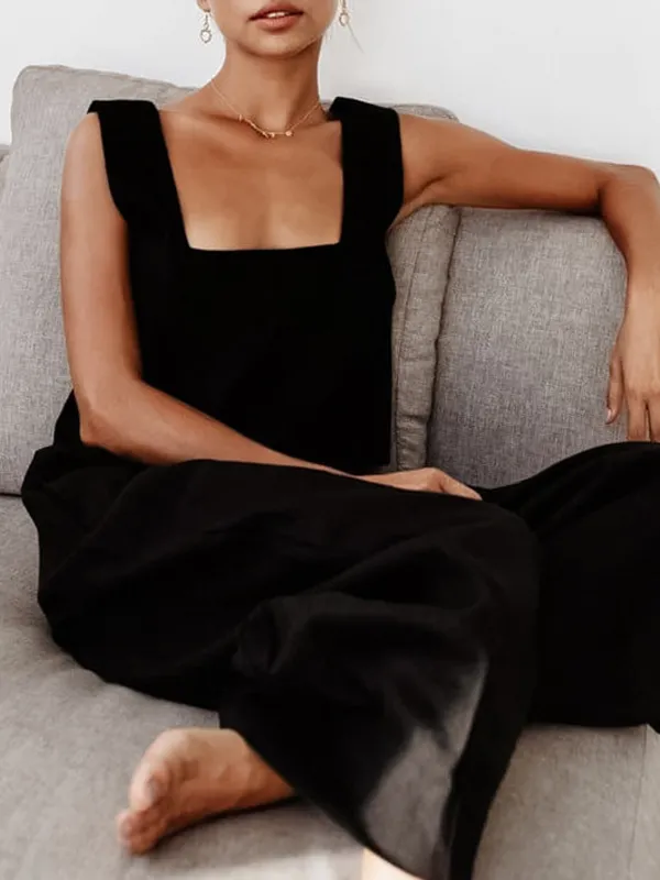 2Pcs Sleeveless Crop Top Linen Loungewear