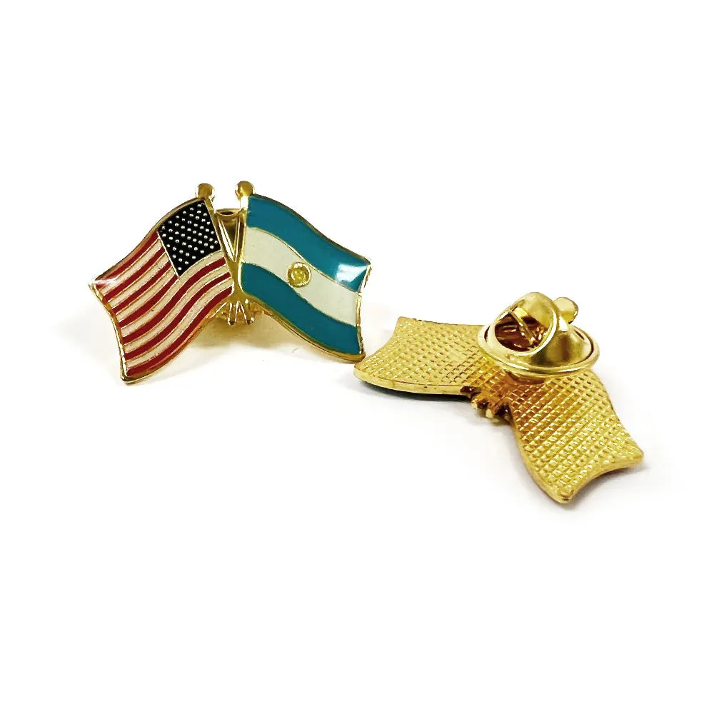 3 PC Argentina USA Friendship Lapel Pin Enamel Souvenir Hat Men Women Patriotic