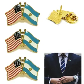 3 PC Argentina USA Friendship Lapel Pin Enamel Souvenir Hat Men Women Patriotic