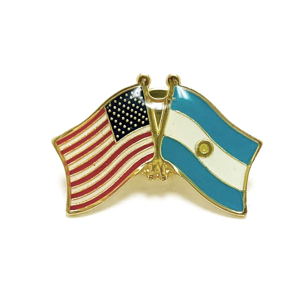 3 PC Argentina USA Friendship Lapel Pin Enamel Souvenir Hat Men Women Patriotic