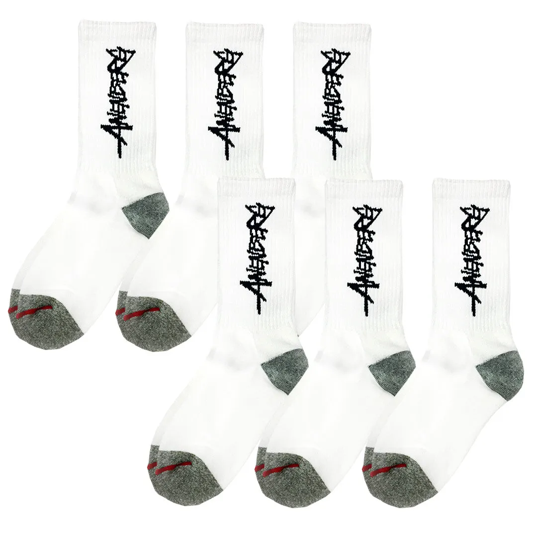 6 Pairs of American Made White Anenberg Crew Socks