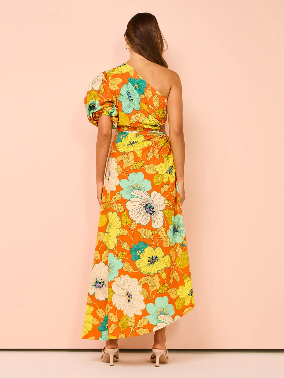 Alemais Piato One Shoulder Midi Dress in Marigold
