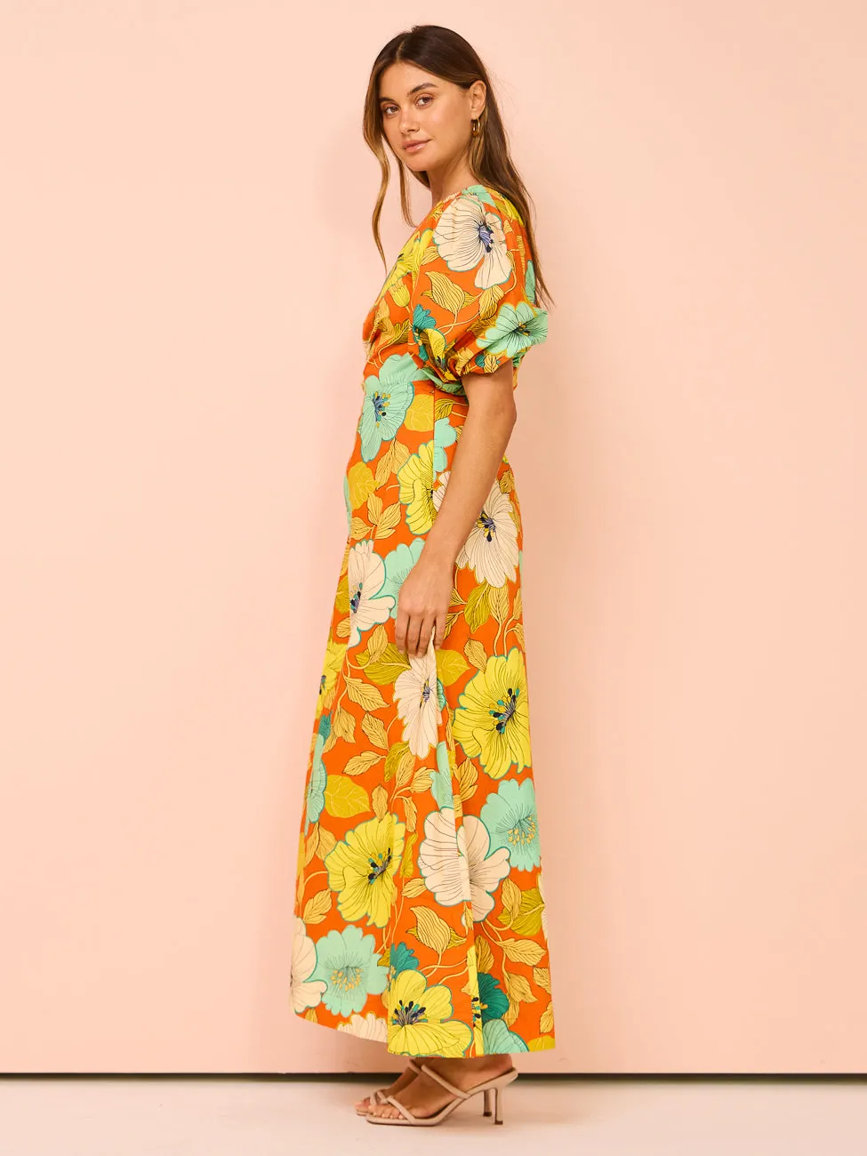 Alemais Piato One Shoulder Midi Dress in Marigold
