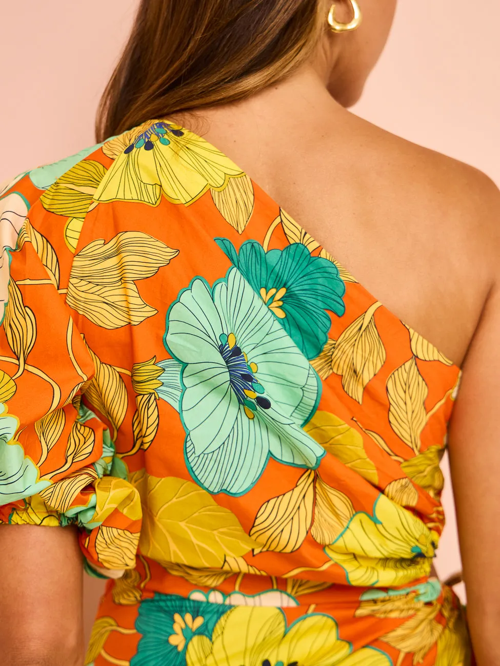 Alemais Piato One Shoulder Midi Dress in Marigold