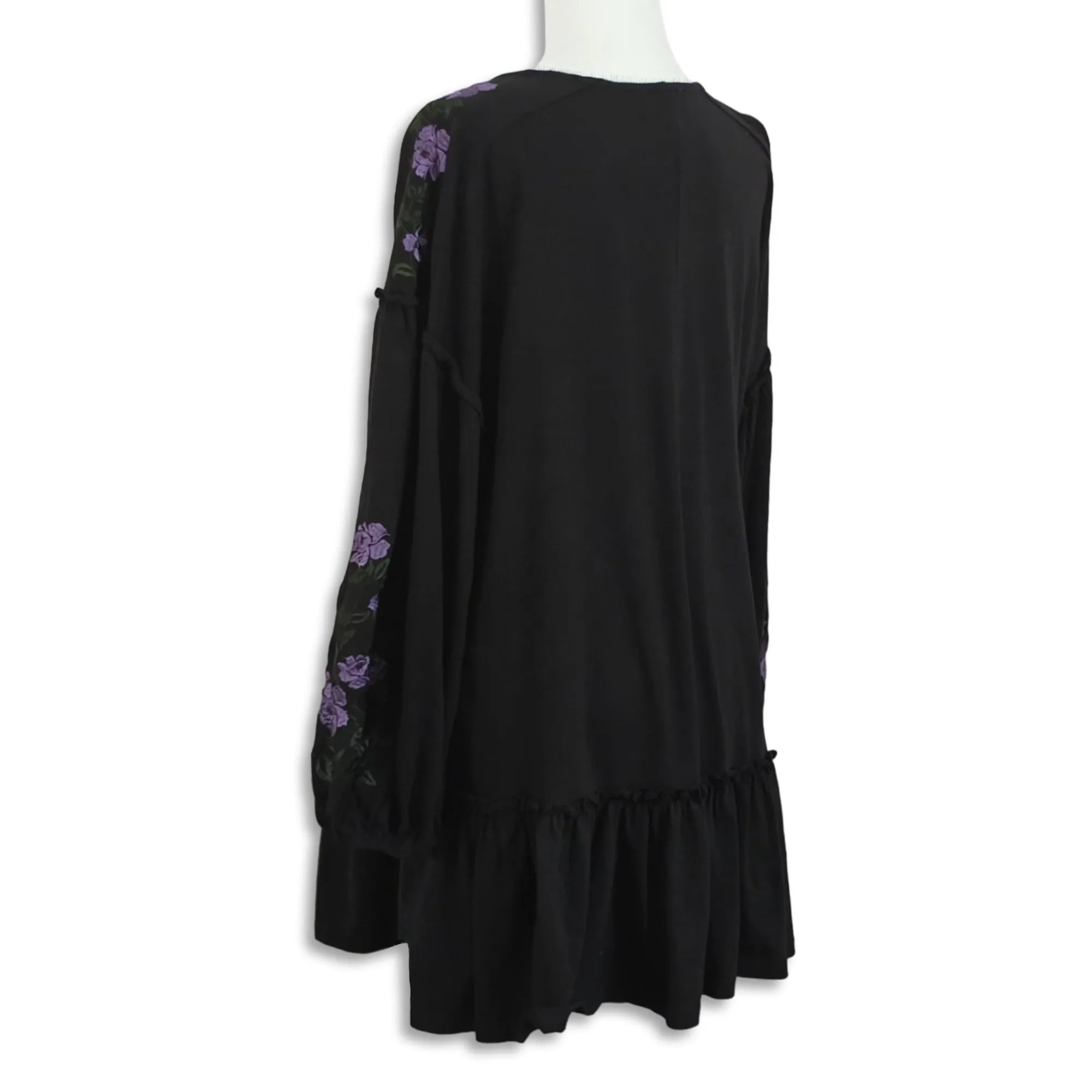 ASOS Women's Floral Embroidery Balloon Sleeve Ruffle Hem Mini Dress