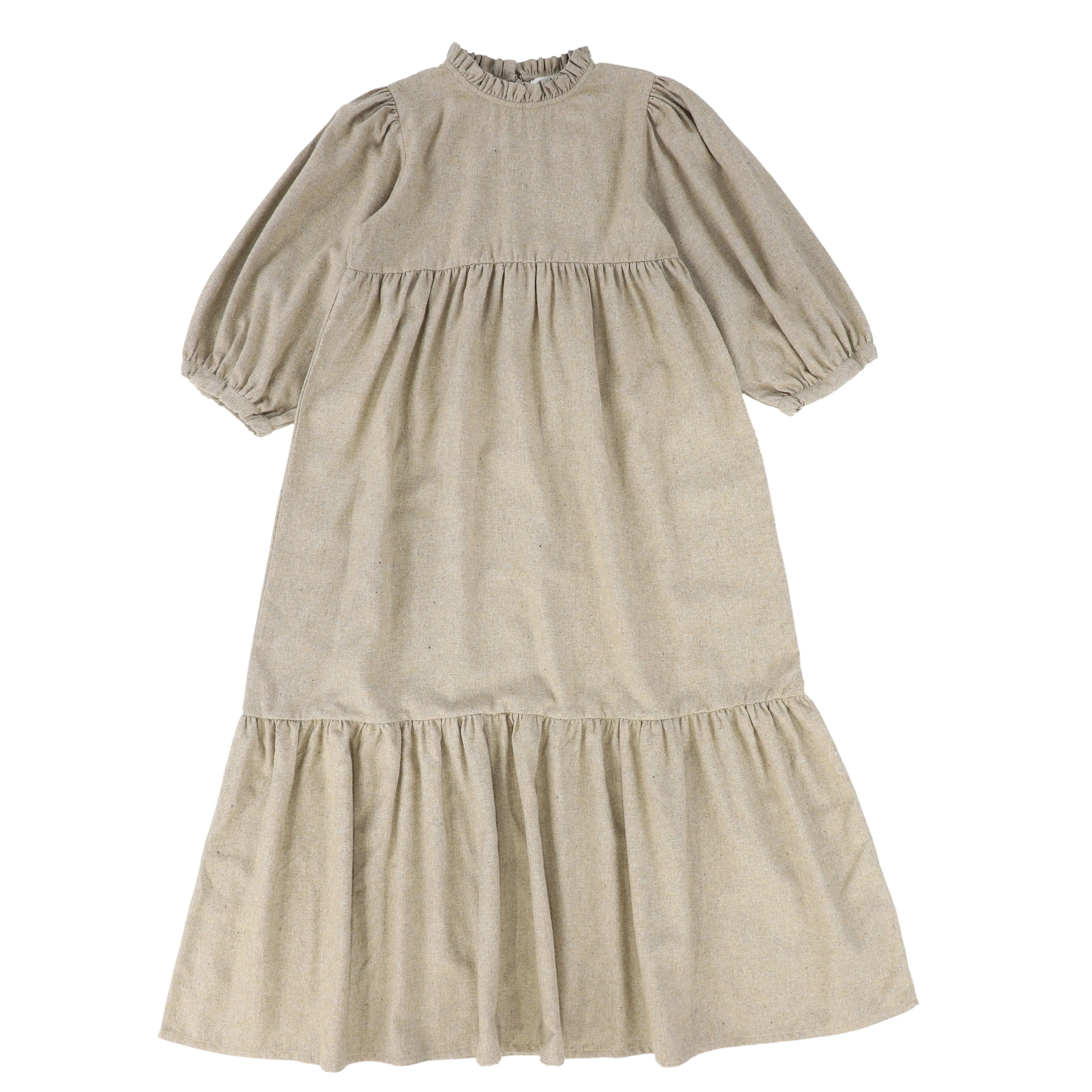 ATELIER PARSEMEI TAUPE WOOL TEIRED DRESS