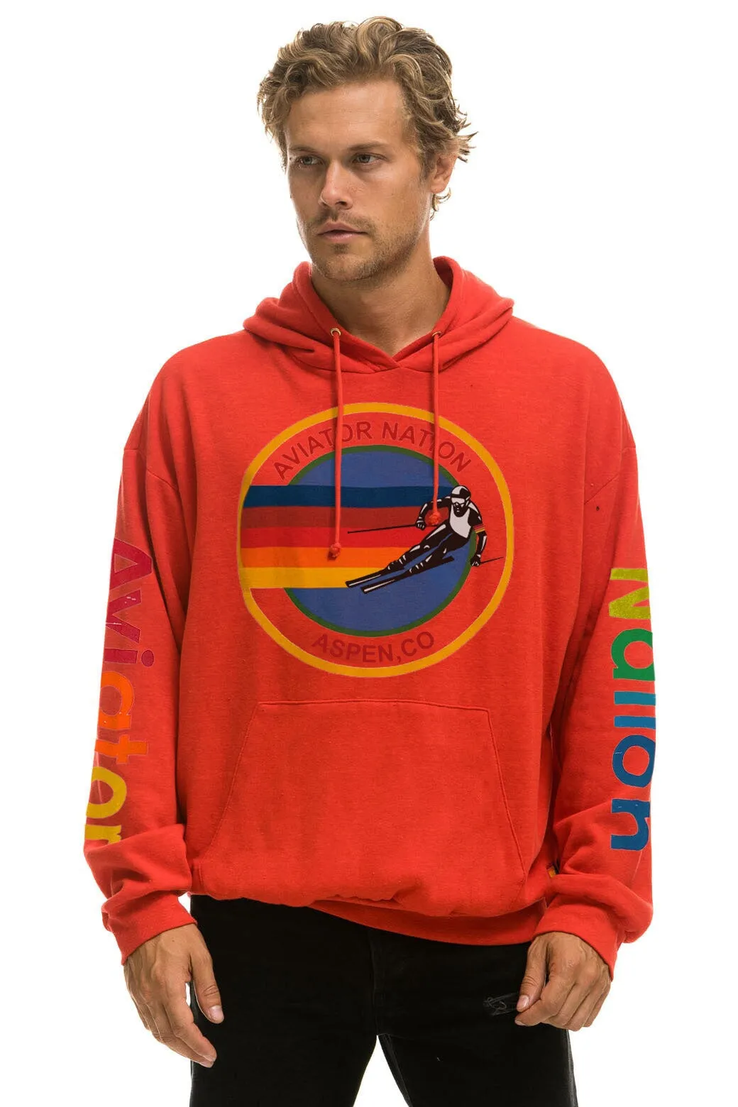 Aviator Nation Relaxed Fit Pullover Hoodie in Red - Aspen Edition