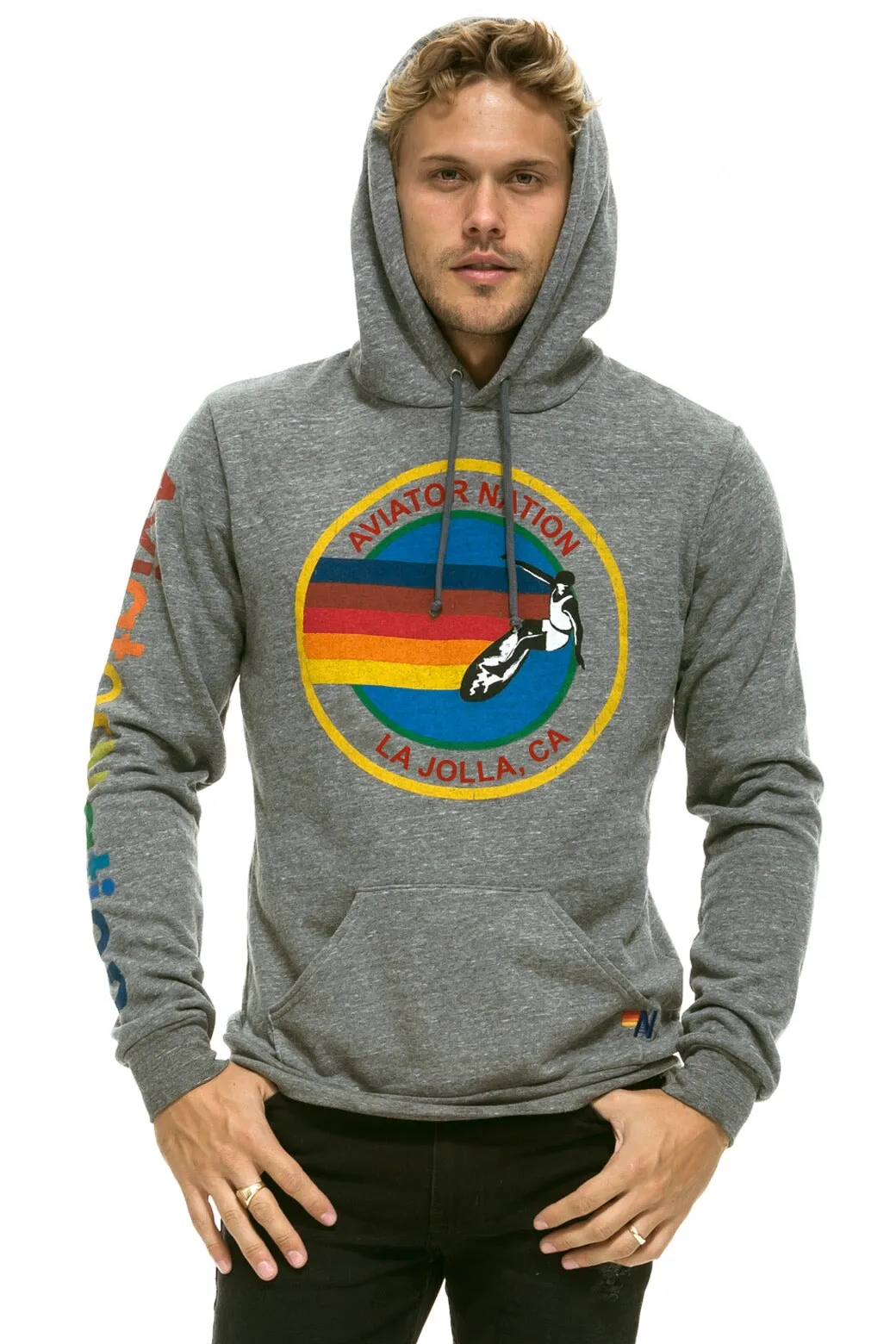 AVIATOR NATION LA JOLLA PULLOVER HOODIE - HEATHER GREY