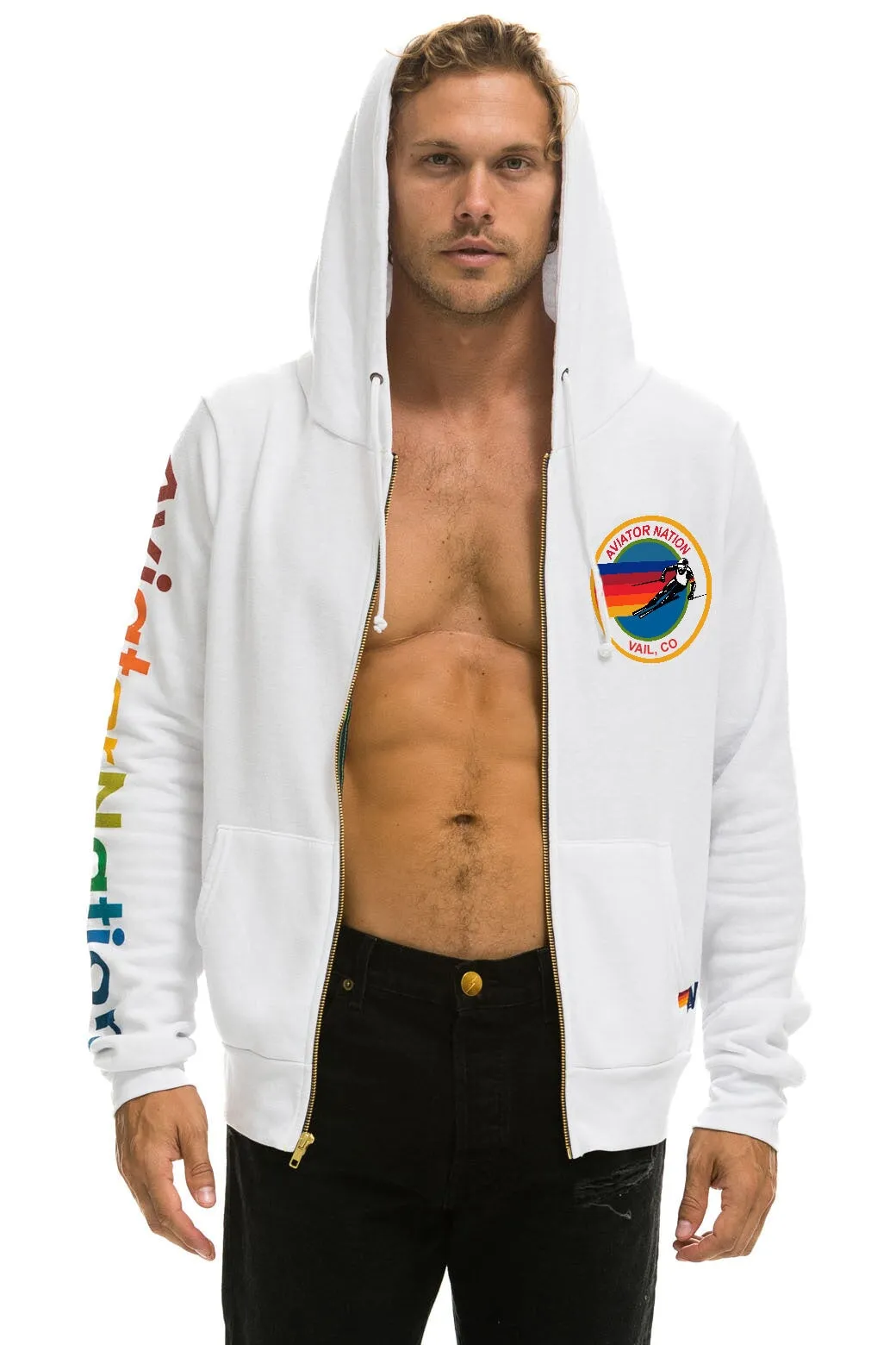 AVIATOR NATION VAIL ZIP HOODIE - WHITE