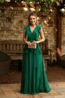 Beautiful Spaghetti Strap Emerald Green Prom Dress SH482