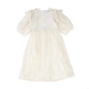 BEBE ORGANIC WHITE WITH CREAM LACE LONG DRESS [FINAL SALE]