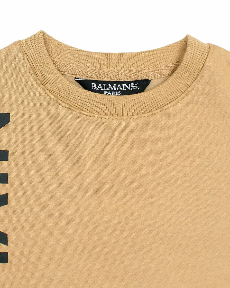 BL - Kids 'Beige' Printed Fleece Sweatshirt BL346