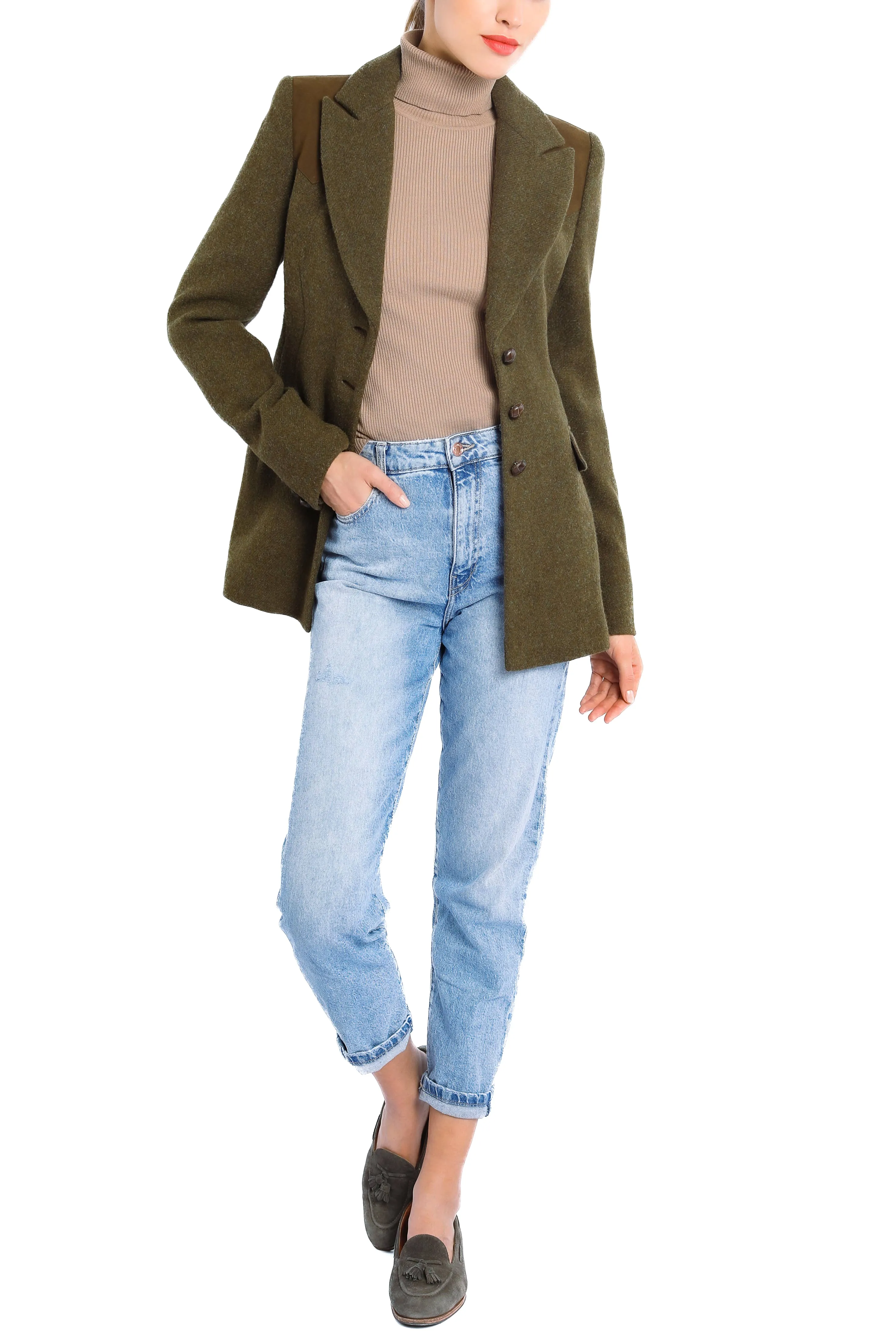 Blazer from olive shetland-tweed