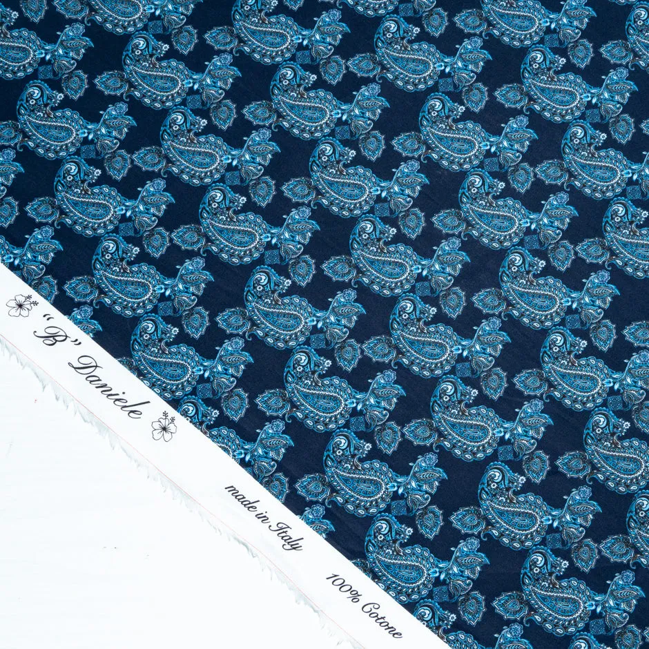 Blue On Blue Paisley Printed Pure Cotton