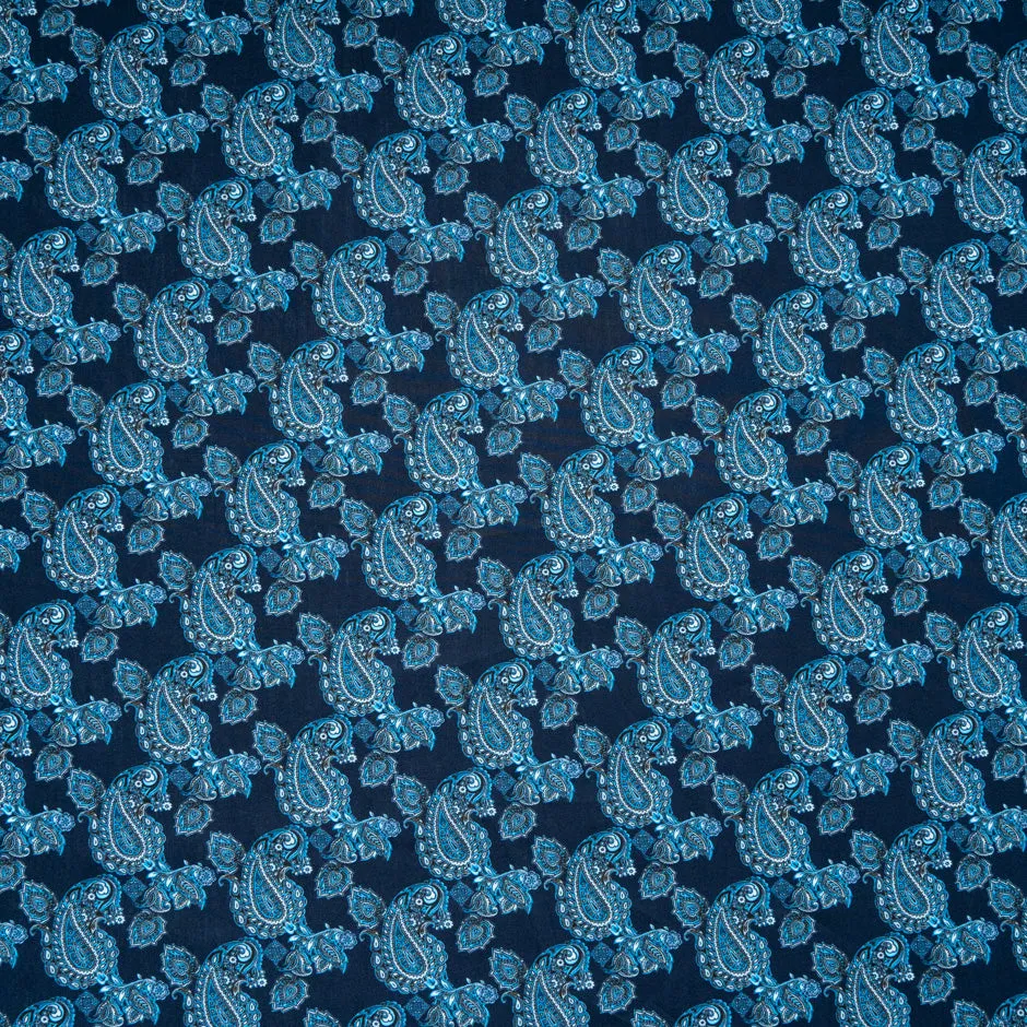 Blue On Blue Paisley Printed Pure Cotton
