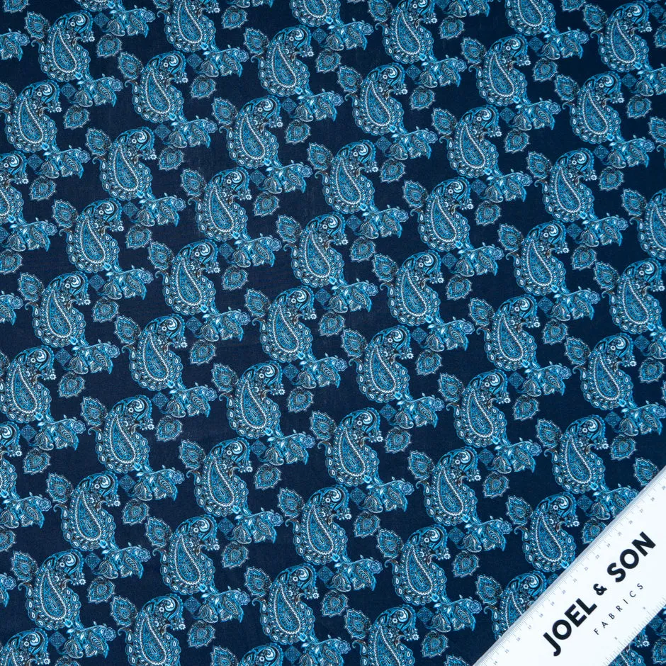 Blue On Blue Paisley Printed Pure Cotton