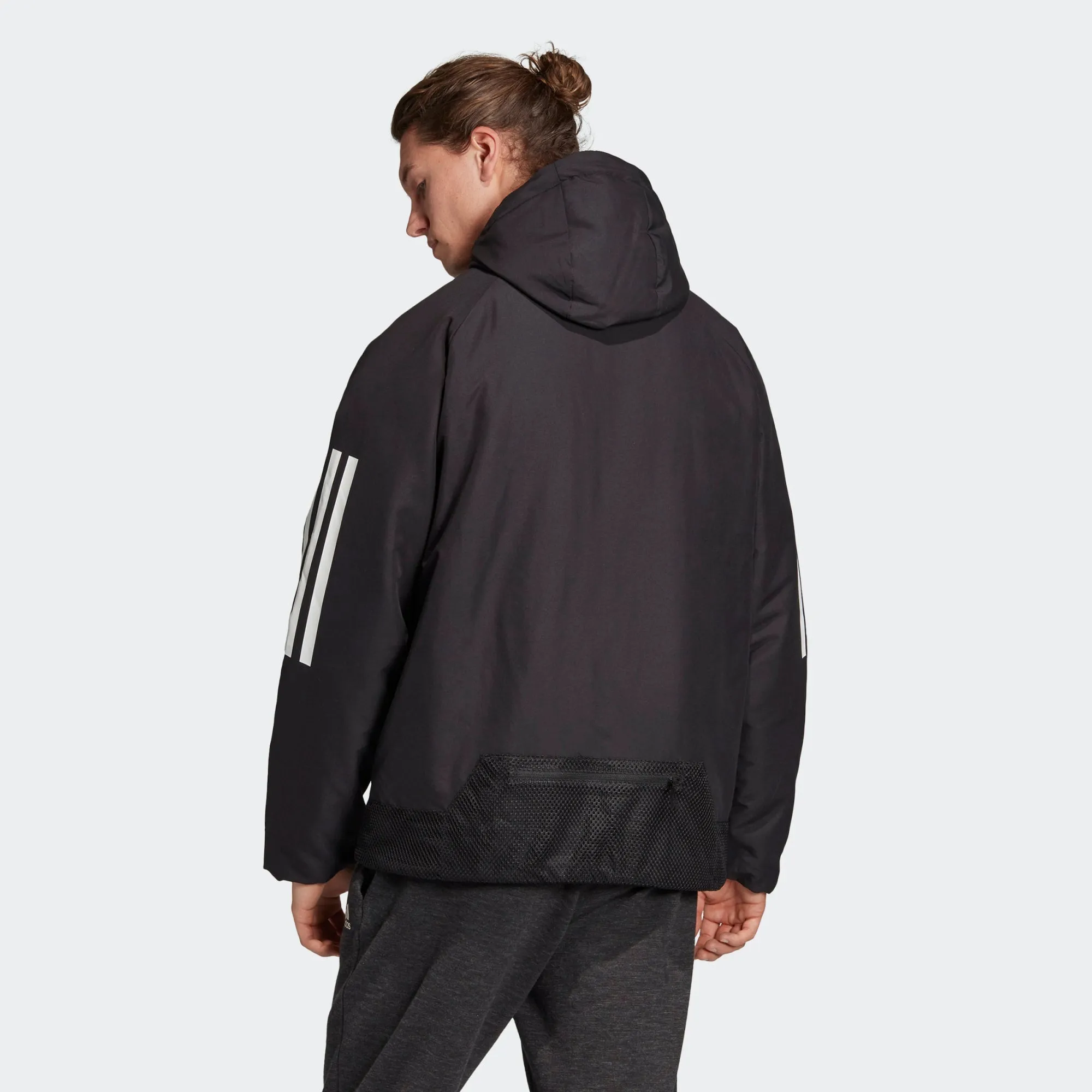 Optimized Title: BTS Mens 3-Stripes Insulated Hooded Winter Jacket - Stylish & Warm DZ1403