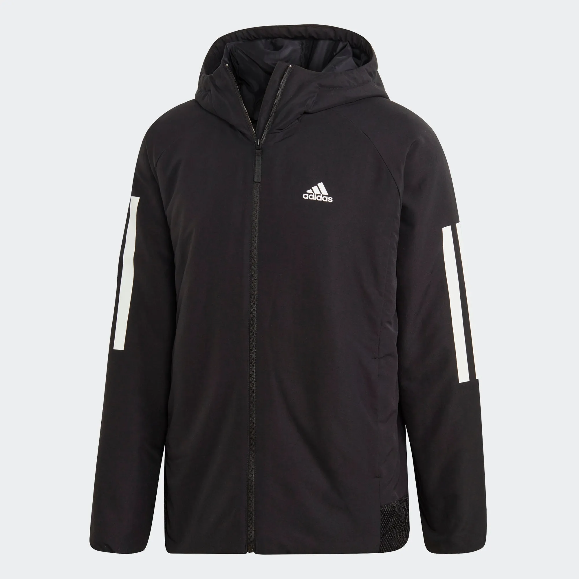 Optimized Title: BTS Mens 3-Stripes Insulated Hooded Winter Jacket - Stylish & Warm DZ1403