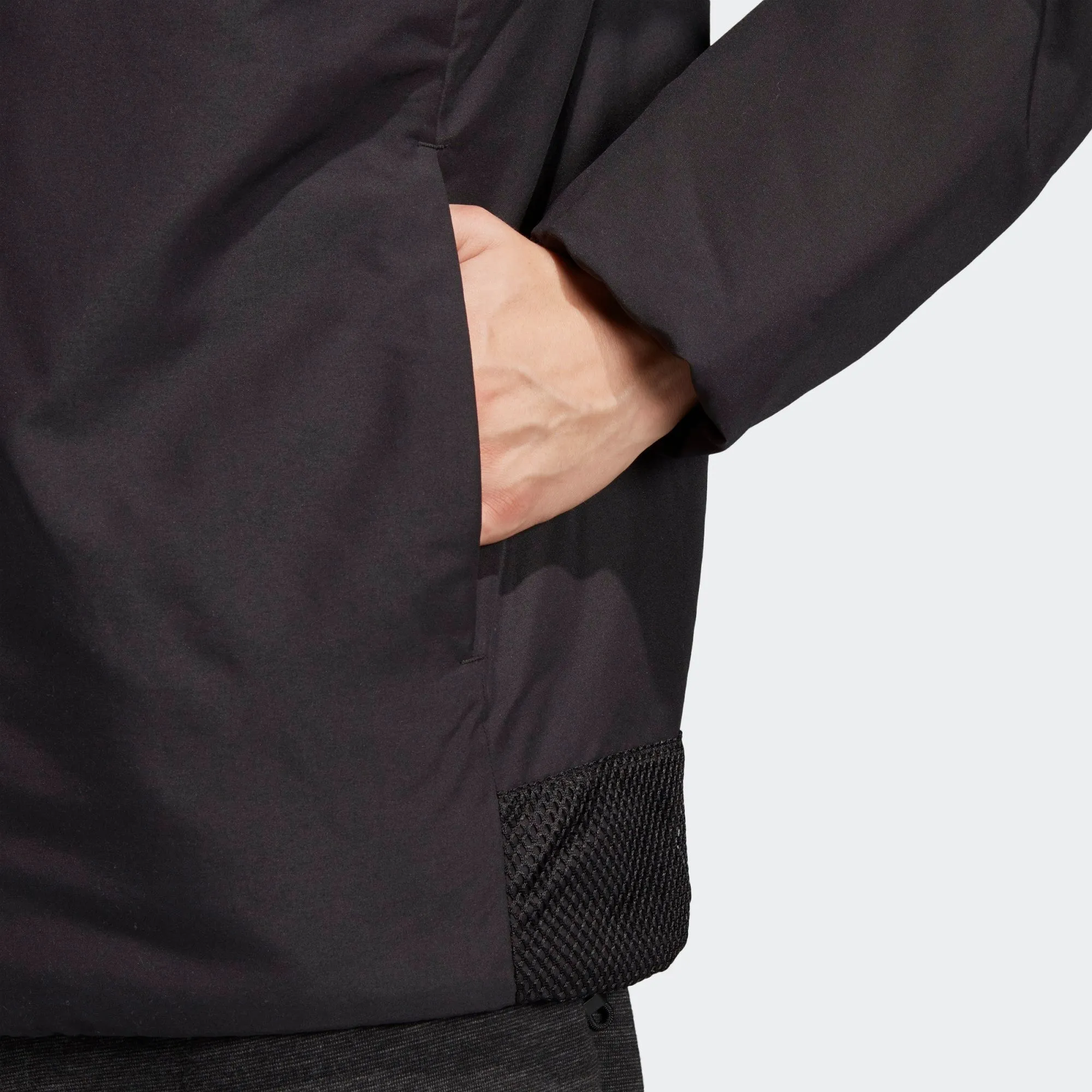 Optimized Title: BTS Mens 3-Stripes Insulated Hooded Winter Jacket - Stylish & Warm DZ1403