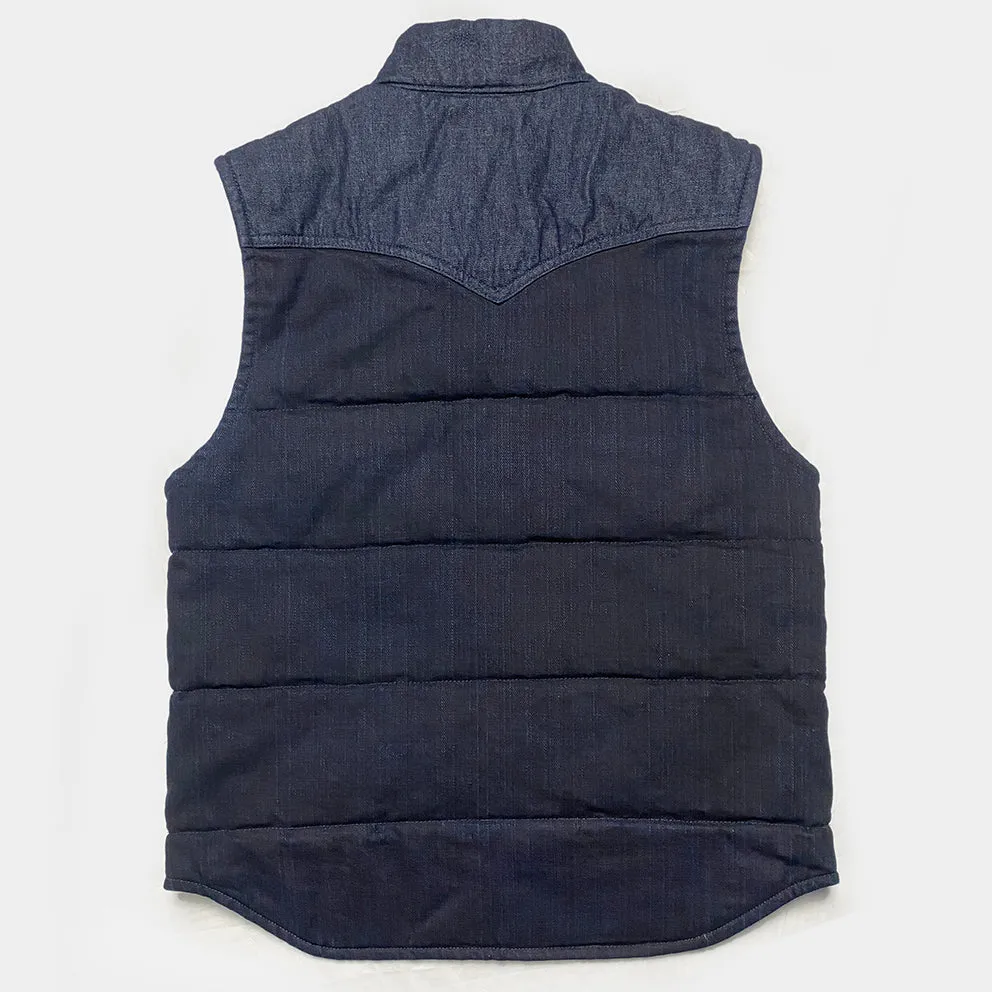 BZEN M.3009 CARLOS-CBI REGULAR FIT 4 POCKET 2 TONE DENIM COMBO DENIM QUILTED VEST-8OZ-E0 INDIGO