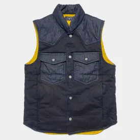 BZEN M.3009 CARLOS-CBI REGULAR FIT 4 POCKET 2 TONE DENIM COMBO DENIM QUILTED VEST-8OZ-E0 INDIGO