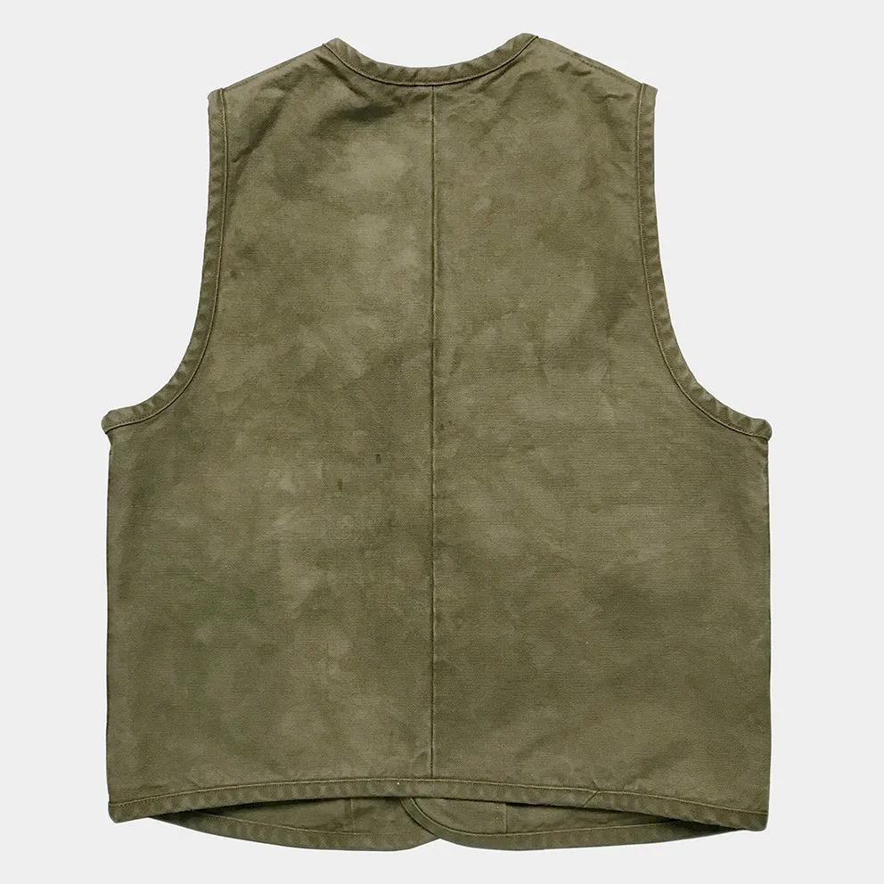BZEN M.3034-THE GENT SLIM FIT 4 POCKET VEST-15oz-CANVAS-E0 MOSS GREEN