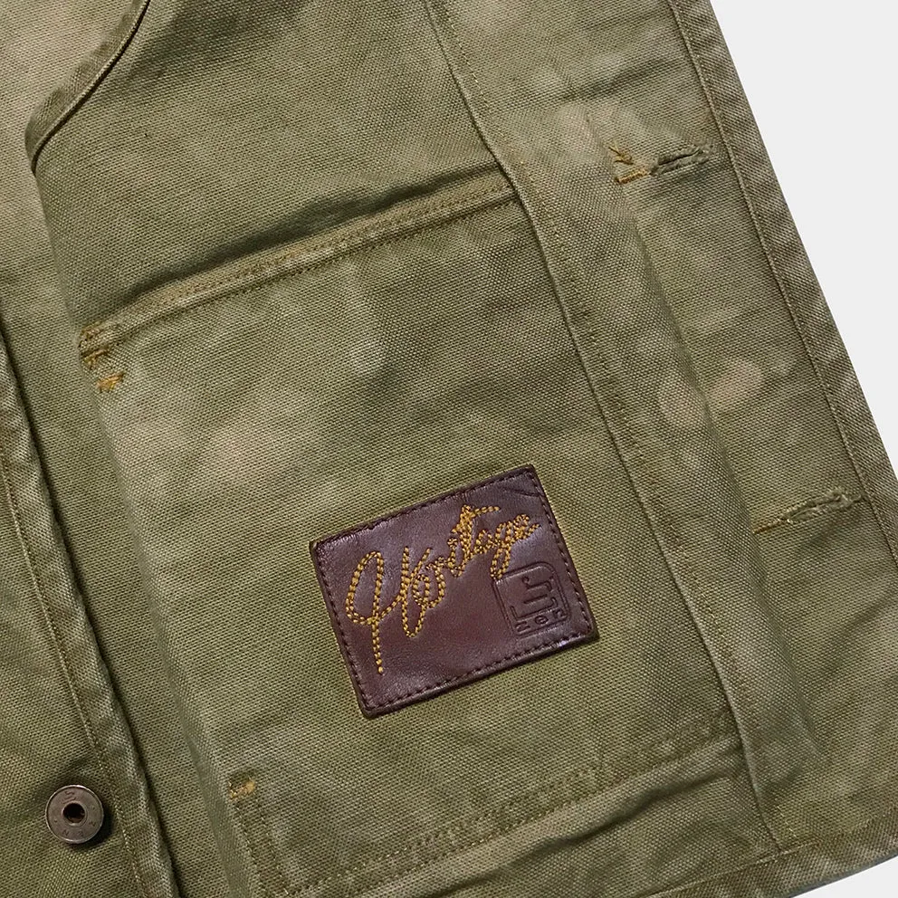 BZEN M.3034-THE GENT SLIM FIT 4 POCKET VEST-15oz-CANVAS-E0 MOSS GREEN
