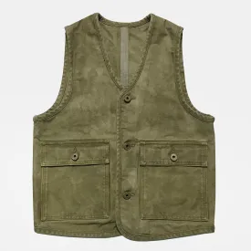 BZEN M.3034-THE GENT SLIM FIT 4 POCKET VEST-15oz-CANVAS-E0 MOSS GREEN