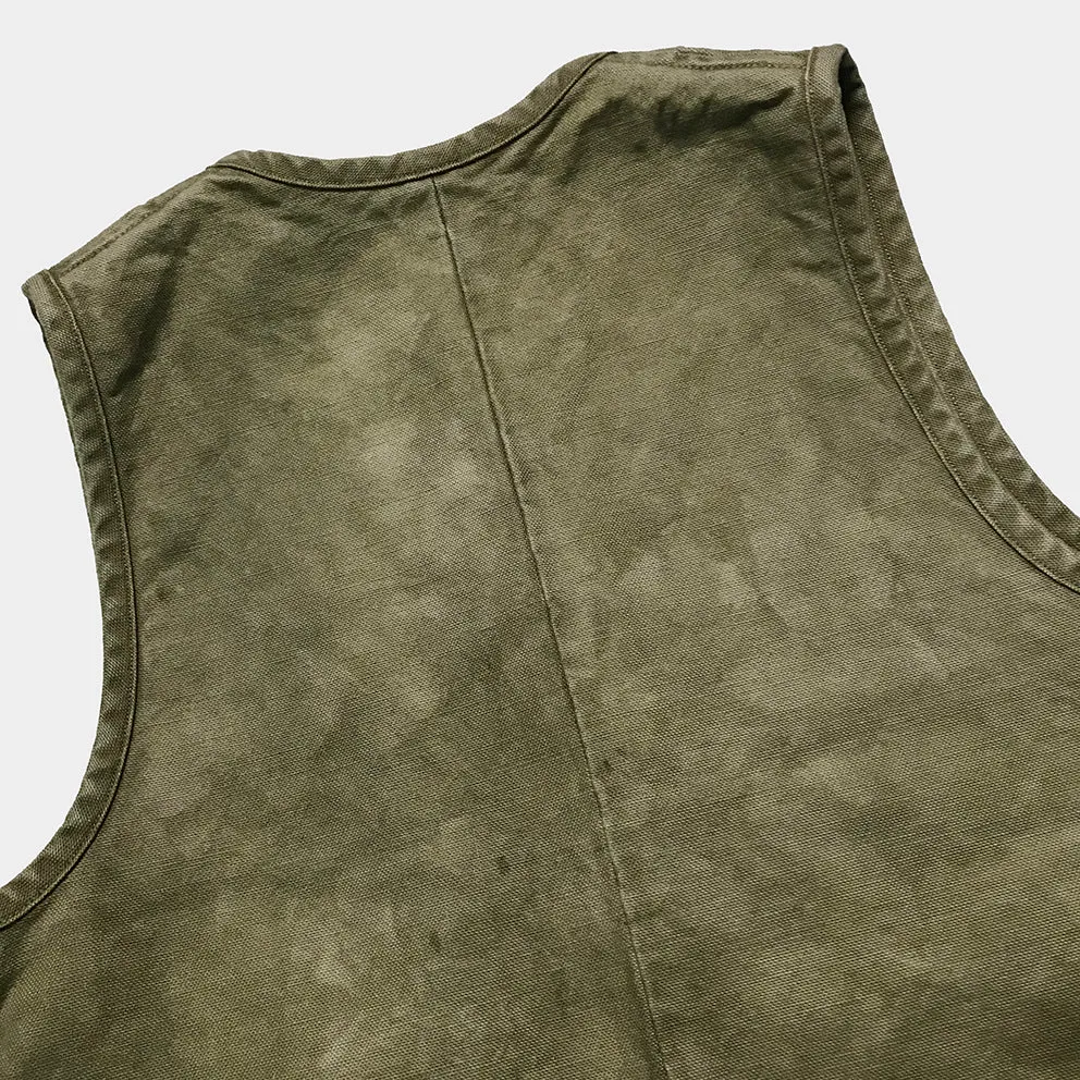 BZEN M.3034-THE GENT SLIM FIT 4 POCKET VEST-15oz-CANVAS-E0 MOSS GREEN