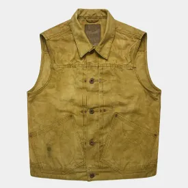BZEN M.3127-THE CUT REGULAR FIT 2 POCKET BIKER'S VEST-12.5oz-CANVAS-E0 TURMERIC