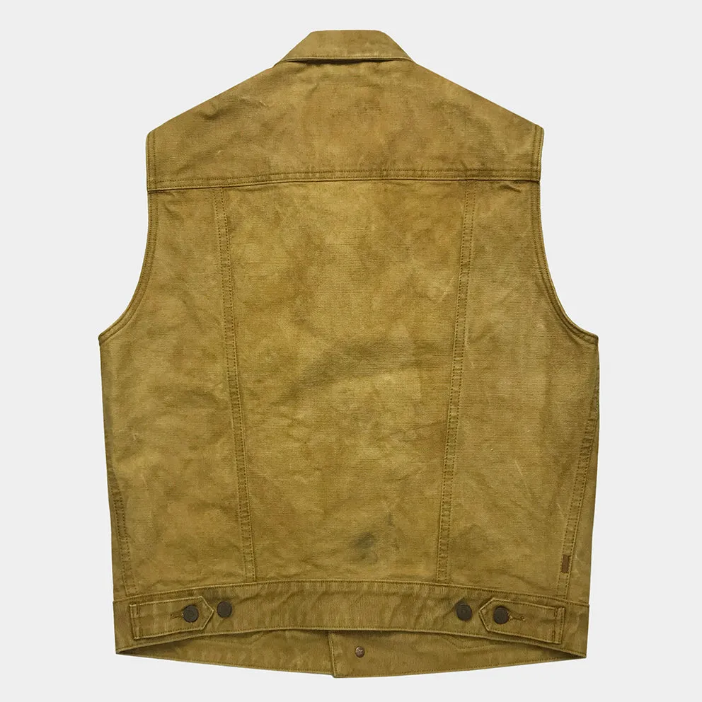 BZEN M.3127-THE CUT REGULAR FIT 2 POCKET BIKER'S VEST-12.5oz-CANVAS-E0 TURMERIC