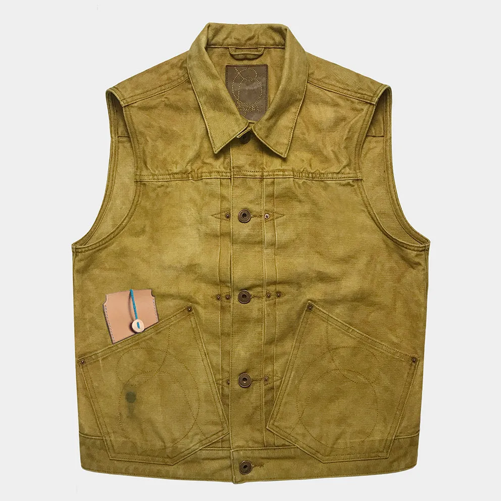 BZEN M.3127-THE CUT REGULAR FIT 2 POCKET BIKER'S VEST-12.5oz-CANVAS-E0 TURMERIC