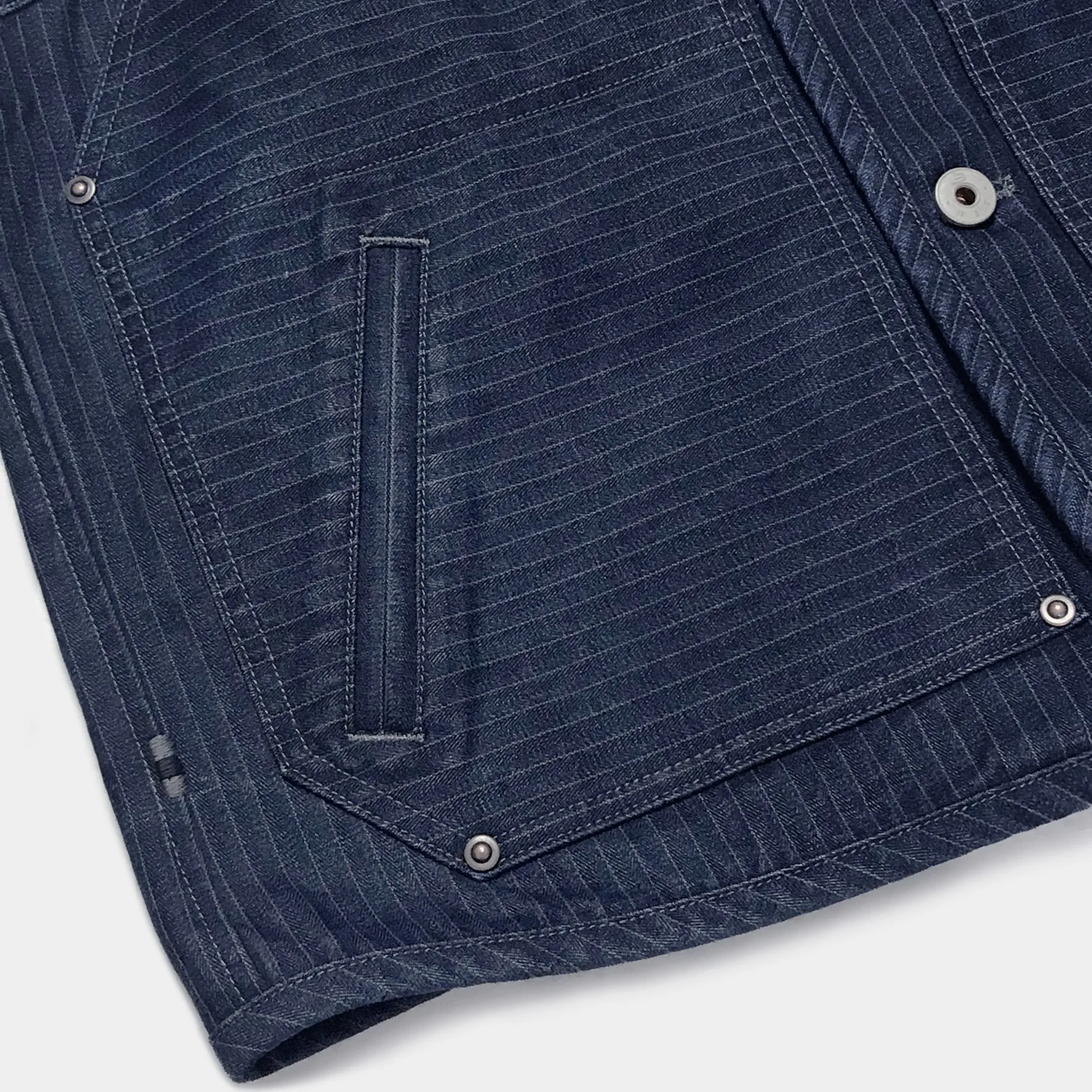 BZEN M.3193-SANCHEZ REGULAR FIT DOUBLE FRONT PANEL INDIGO STRIPE VEST-13.75oz-E0 INDIGO STRIPE