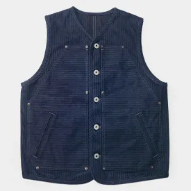 BZEN M.3193-SANCHEZ REGULAR FIT DOUBLE FRONT PANEL INDIGO STRIPE VEST-13.75oz-E0 INDIGO STRIPE