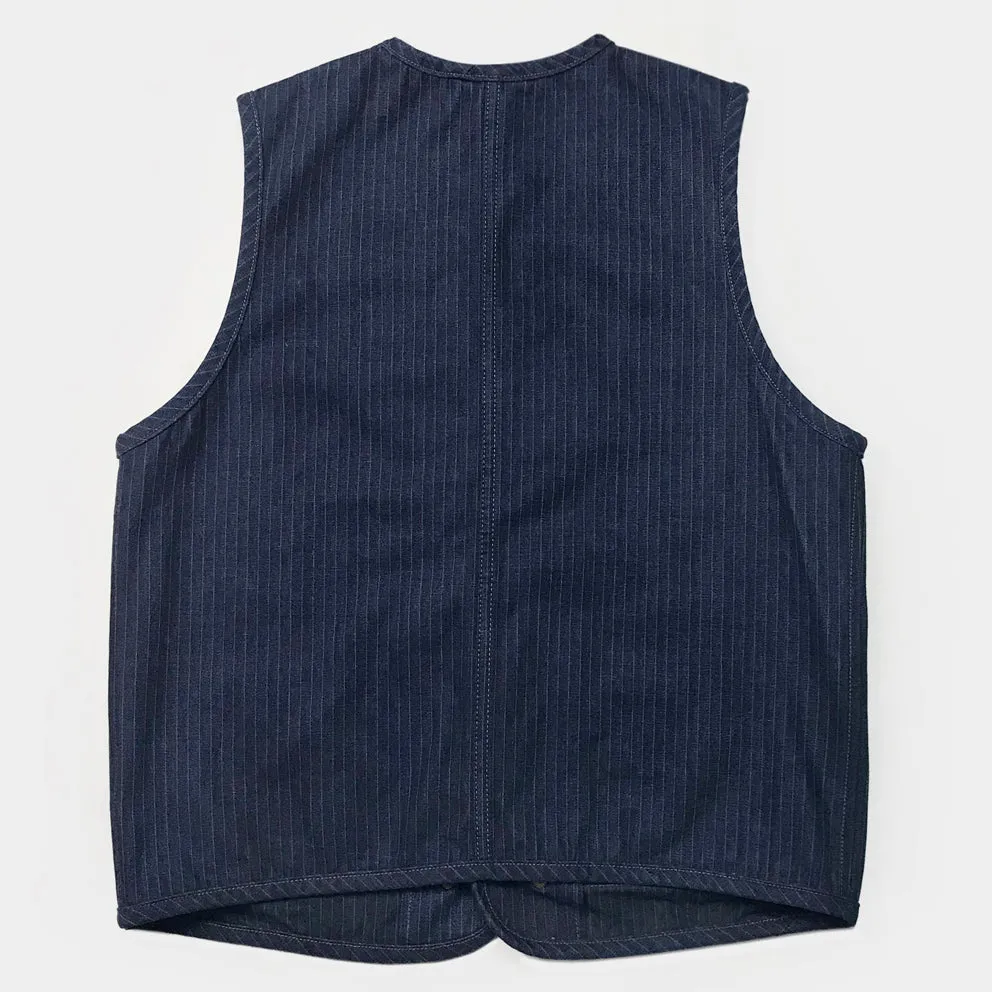 BZEN M.3193-SANCHEZ REGULAR FIT DOUBLE FRONT PANEL INDIGO STRIPE VEST-13.75oz-E0 INDIGO STRIPE