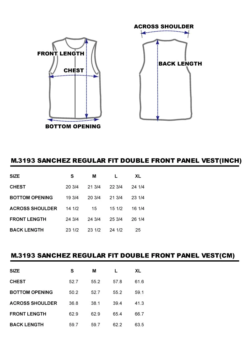 BZEN M.3193-SANCHEZ REGULAR FIT DOUBLE FRONT PANEL INDIGO STRIPE VEST-13.75oz-E0 INDIGO STRIPE