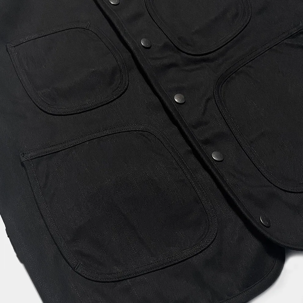 BZEN M.3203 SILAS-BB REGULAR FIT ROUND NECK BLACK OVER BLACK SLEVEDGE VEST-13.8OZ-RAW