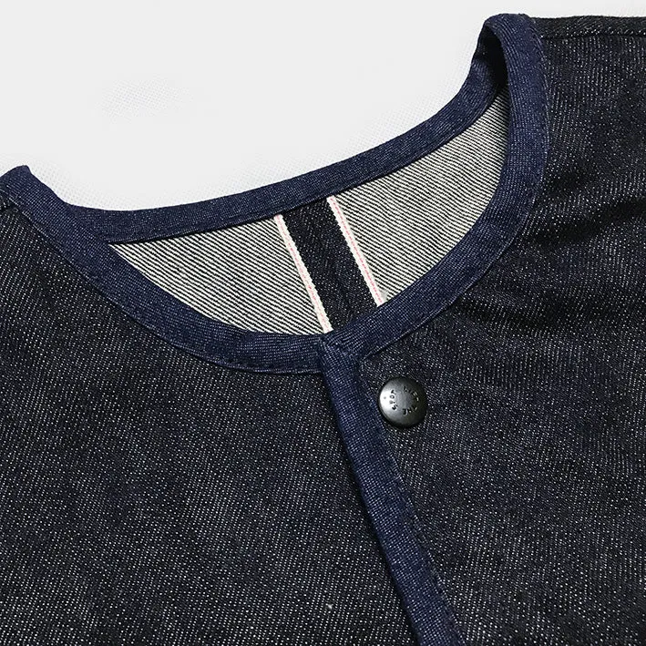 BZEN M.3203-SILAS REGULAR FIT ROUND NECK VEST-17oz-SELVEDGE-LOOMSTATE-RAW INDIGO