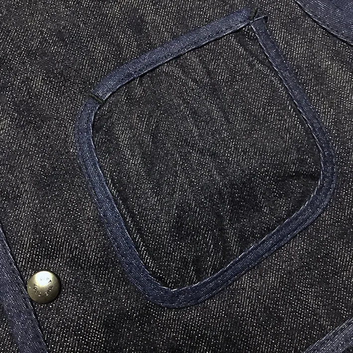 BZEN M.3203-SILAS REGULAR FIT ROUND NECK VEST-17oz-SELVEDGE-LOOMSTATE-RAW INDIGO