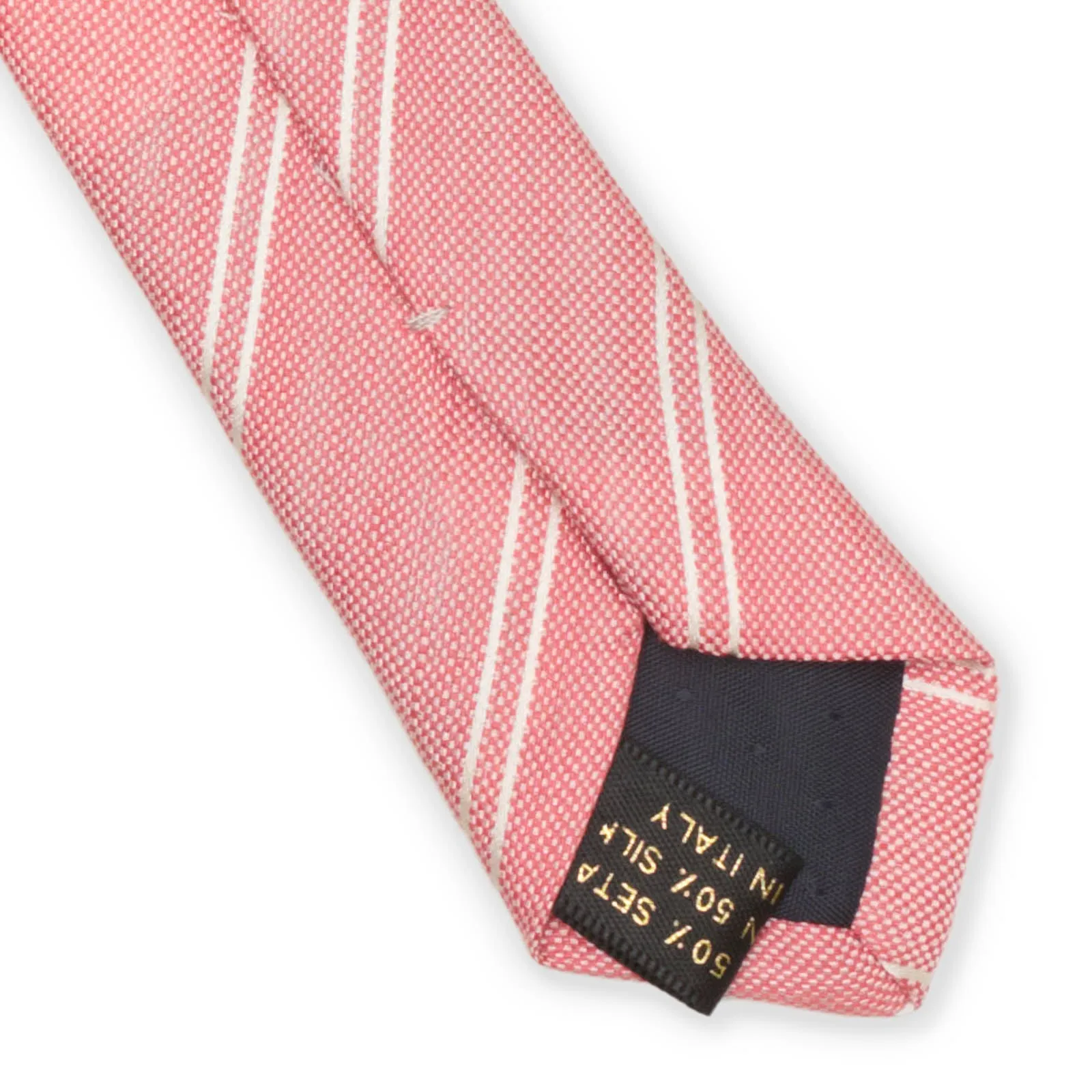 CARLO BARDELLI Pink Diagonal Striped Silk-Linen Tie NEW
