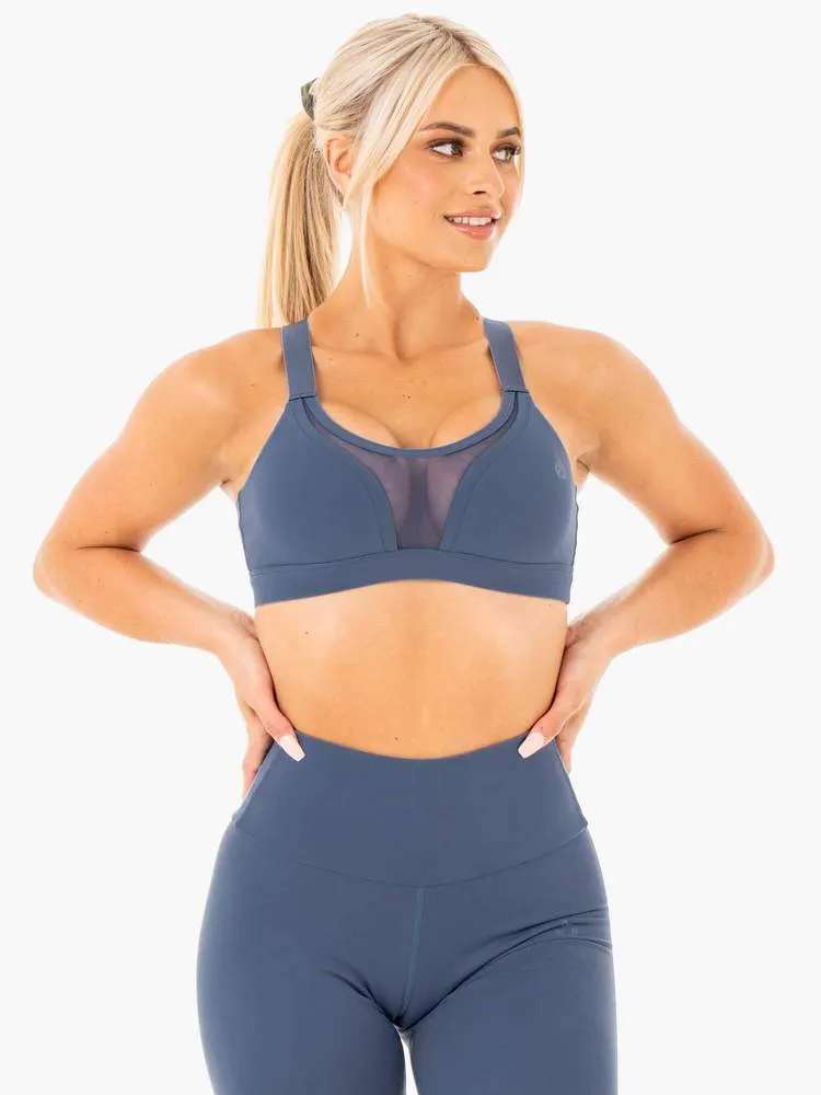 COLLIDE MESH CONTOUR SPORTS BRA STEEL BLUE