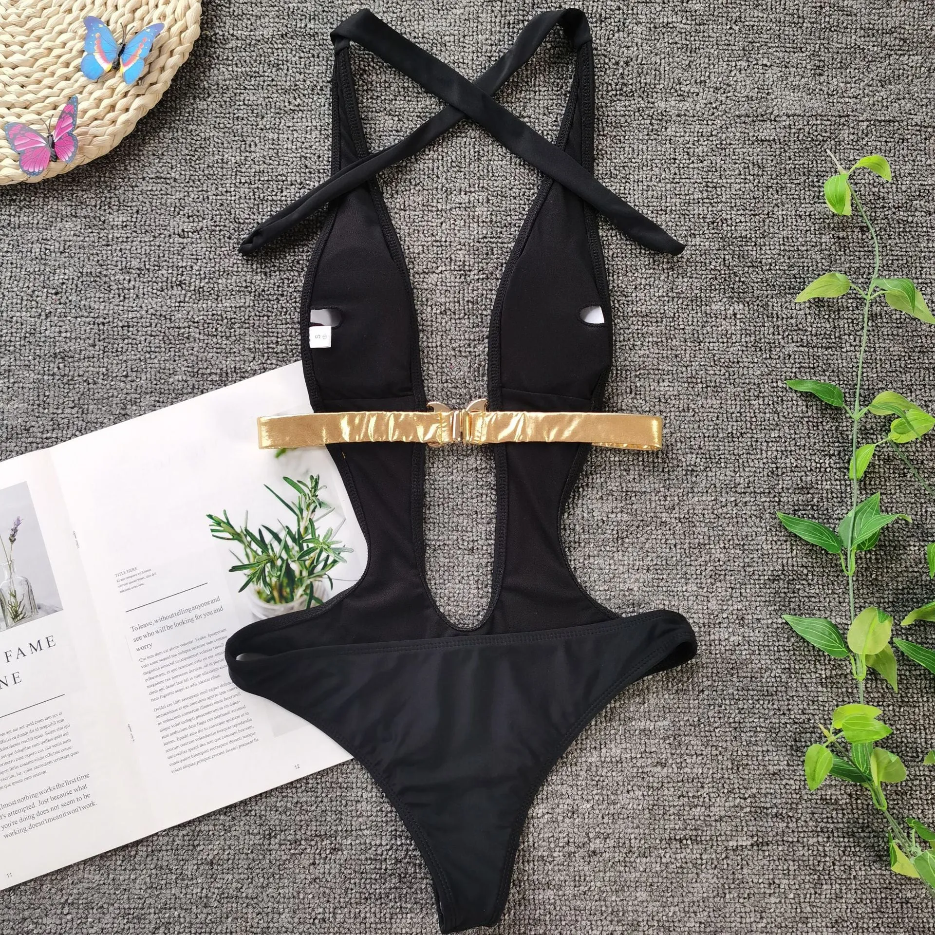 Deep V High Cut One Piece Goldie
