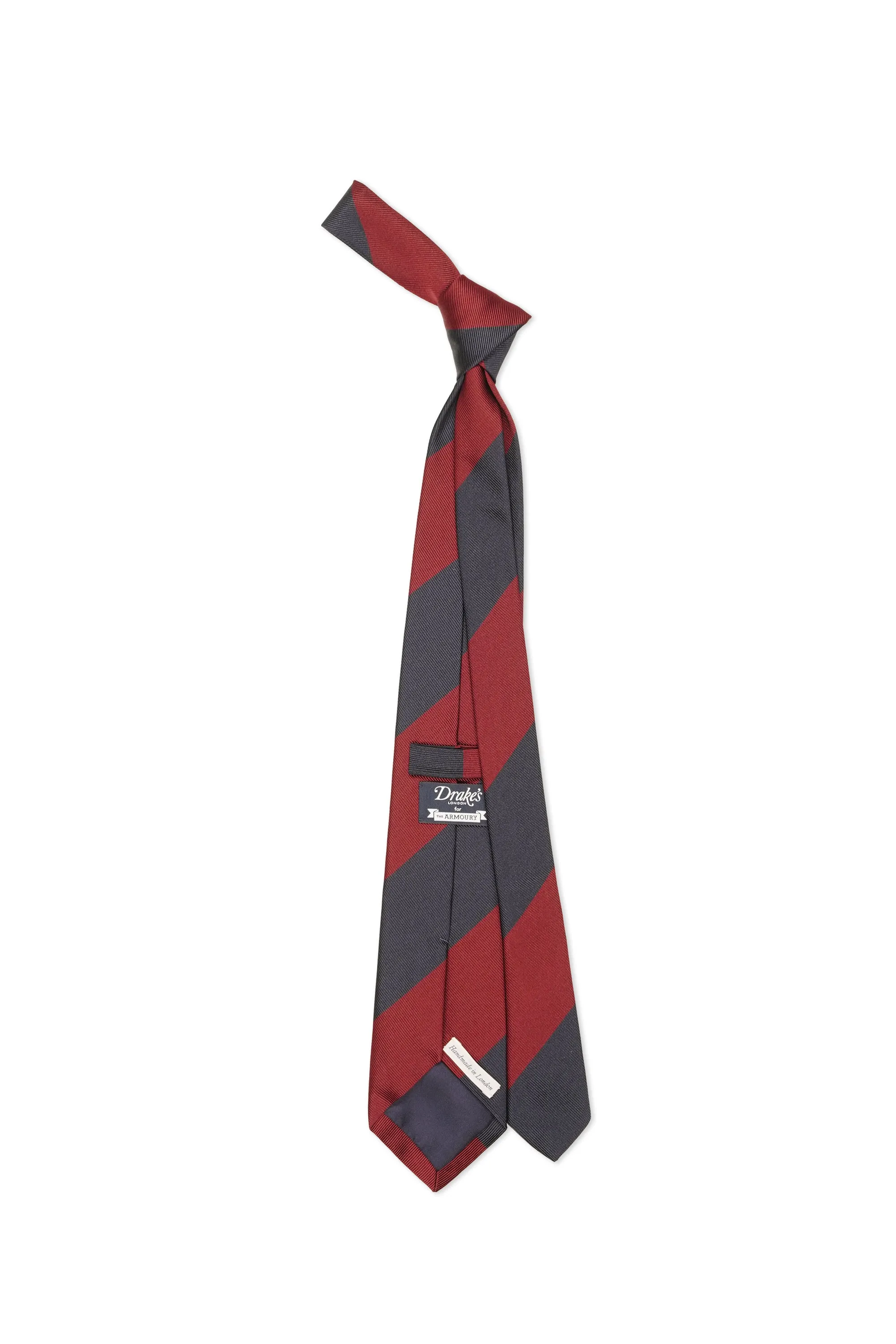 Drake's Burgundy/Navy Stripe Silk Tie