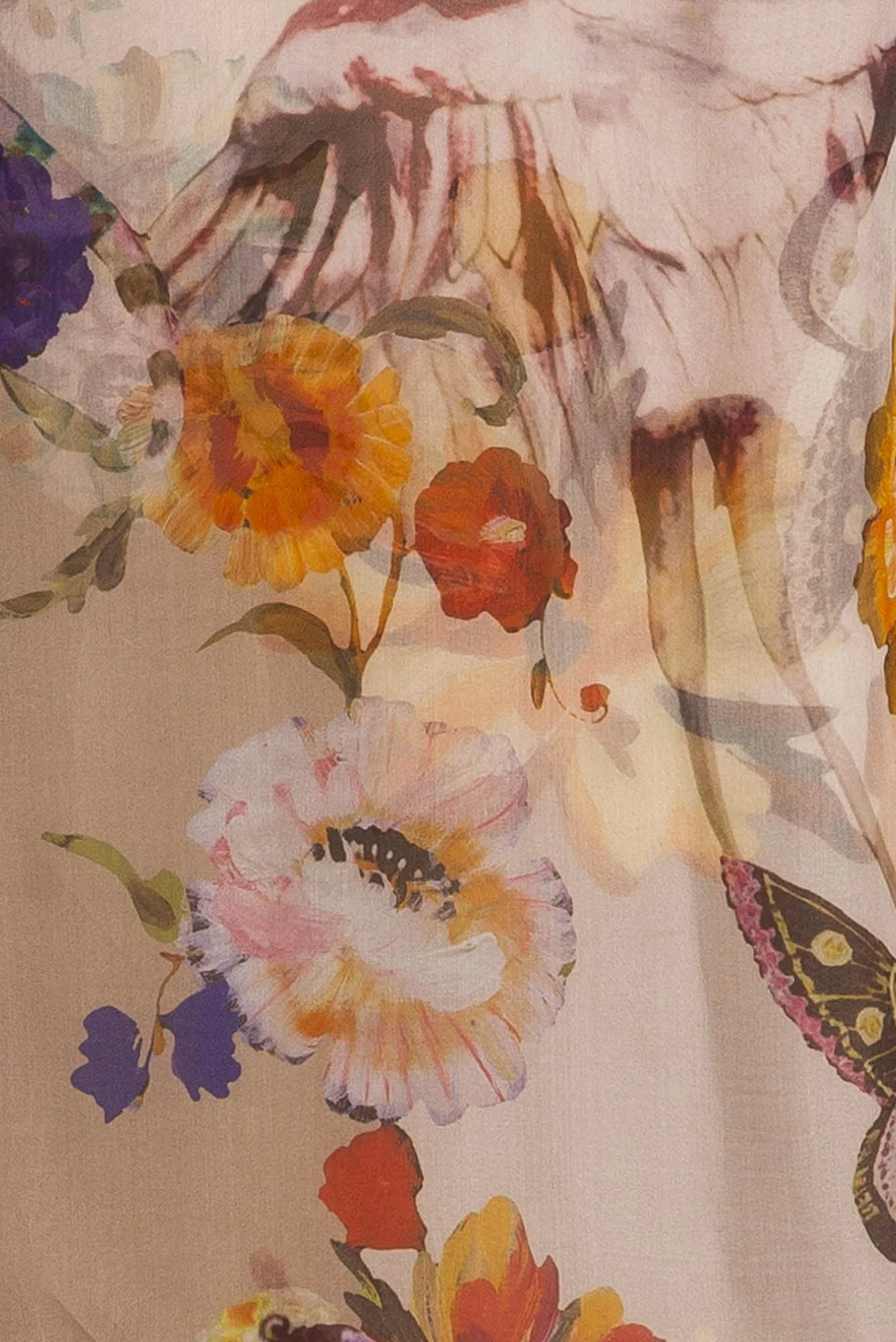 Etro - Butterfly Infinity Sleeve Caftan Dress Nude & Floral - IT 42