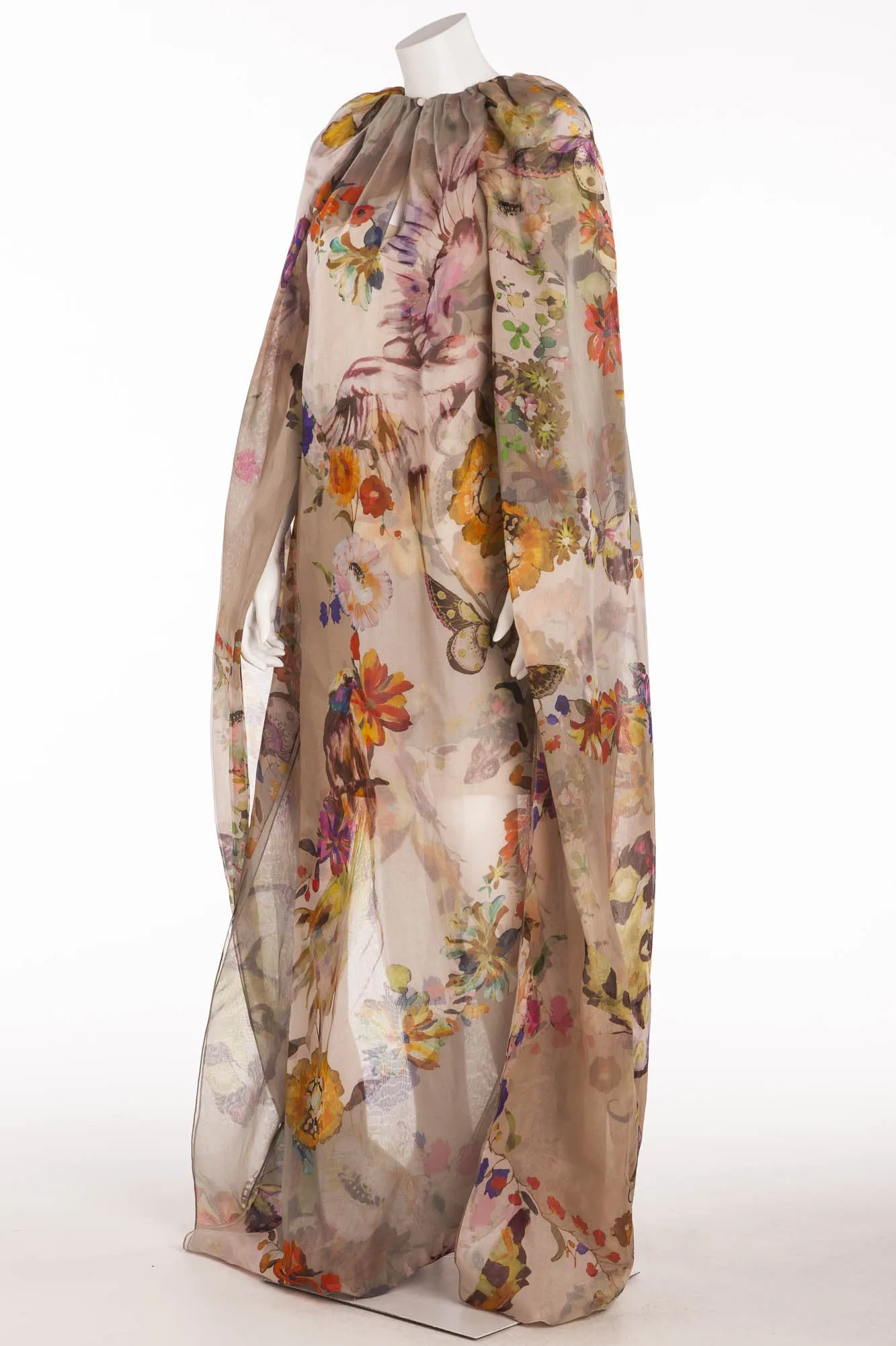 Etro - Butterfly Infinity Sleeve Caftan Dress Nude & Floral - IT 42
